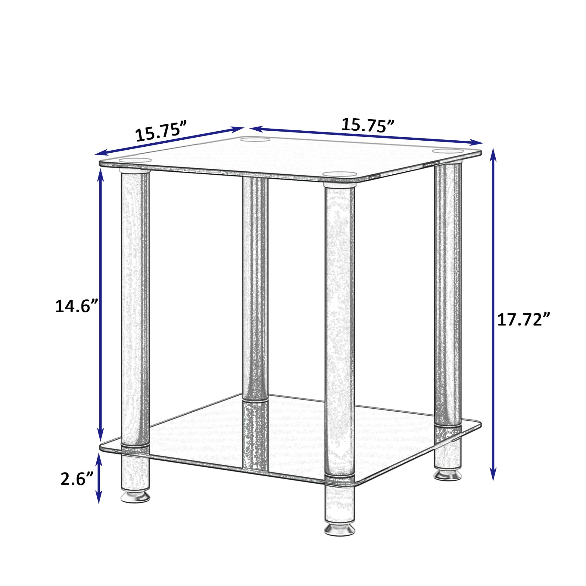 2 Piece Black Side Table2 Tier Space End Table ,Modern Night Stand, Sofa Table, Side Table With Storage Shelve Black Glass