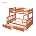 Twin Over Full Bunk Bed With Ladders And Two Storage Drawers Walnut Old Sku:Lt000165Aad Twin Walnut Solid Wood