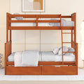 Twin Over Full Bunk Bed With Ladders And Two Storage Drawers Walnut Old Sku:Lt000165Aad Twin Walnut Solid Wood