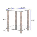 1 Piece Black Walnut Side Table2 Tier Space End Table ,Modern Night Stand, Sofa Table, Side Table With Storage Shelve Black Glass