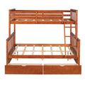 Twin Over Full Bunk Bed With Ladders And Two Storage Drawers Walnut Old Sku:Lt000165Aad Twin Walnut Solid Wood