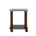 1 Piece Black Walnut Side Table2 Tier Space End Table ,Modern Night Stand, Sofa Table, Side Table With Storage Shelve Black Glass