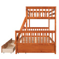 Twin Over Full Bunk Bed With Ladders And Two Storage Drawers Walnut Old Sku:Lt000165Aad Twin Walnut Solid Wood