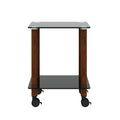 1 Piece Black Walnut Side Table2 Tier Space End Table ,Modern Night Stand, Sofa Table, Side Table With Storage Shelve Black Glass