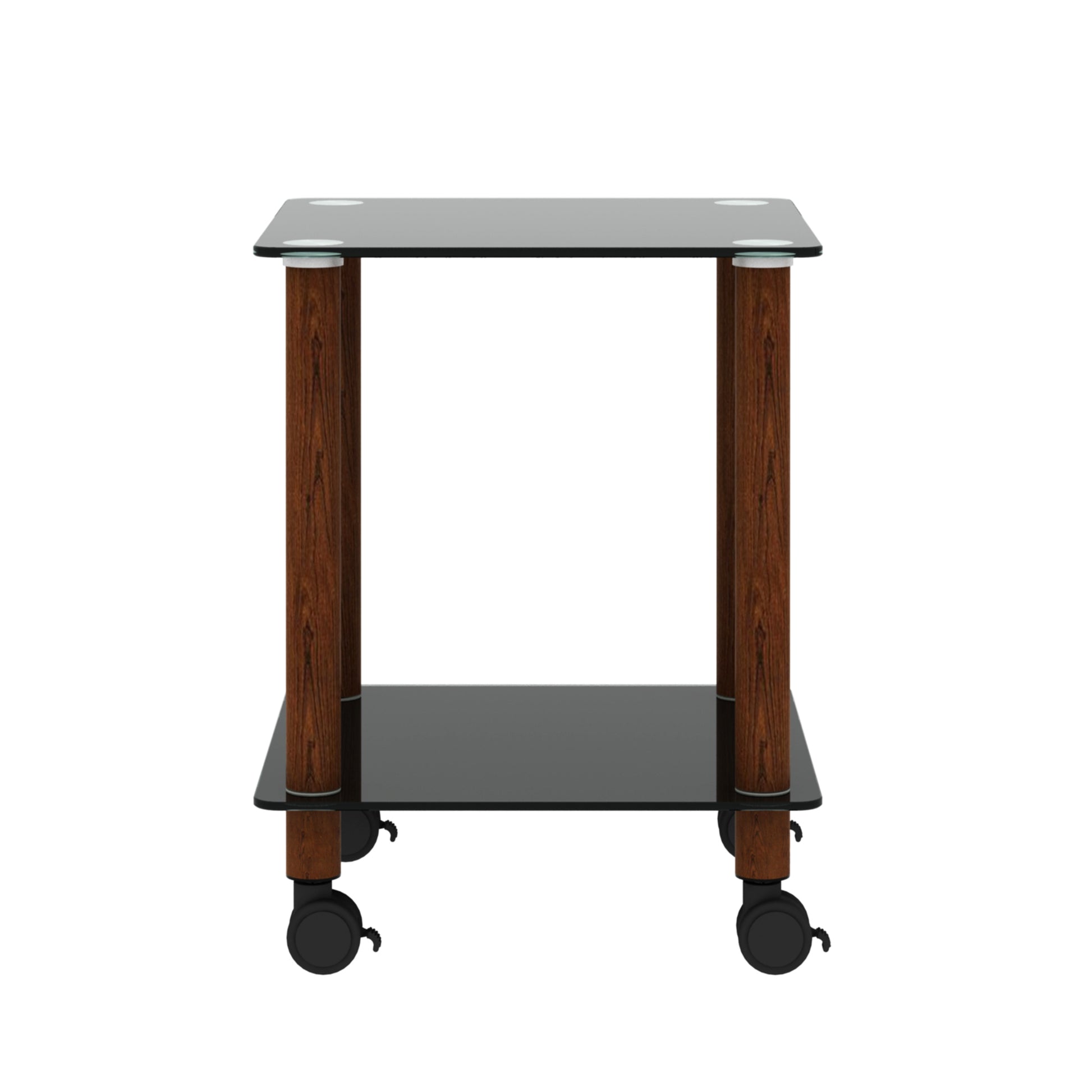 1 Piece Black Walnut Side Table2 Tier Space End Table ,Modern Night Stand, Sofa Table, Side Table With Storage Shelve Black Glass