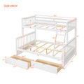 Twin Over Full Bunk Bed With Ladders And Two Storage Drawers White Old Sku:Lt000165Aak Twin White Solid Wood