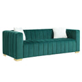 A Modern Channel Sofa Take On A Traditional Chesterfield,Dark Green Color,3 Seater Dark Green Velvet