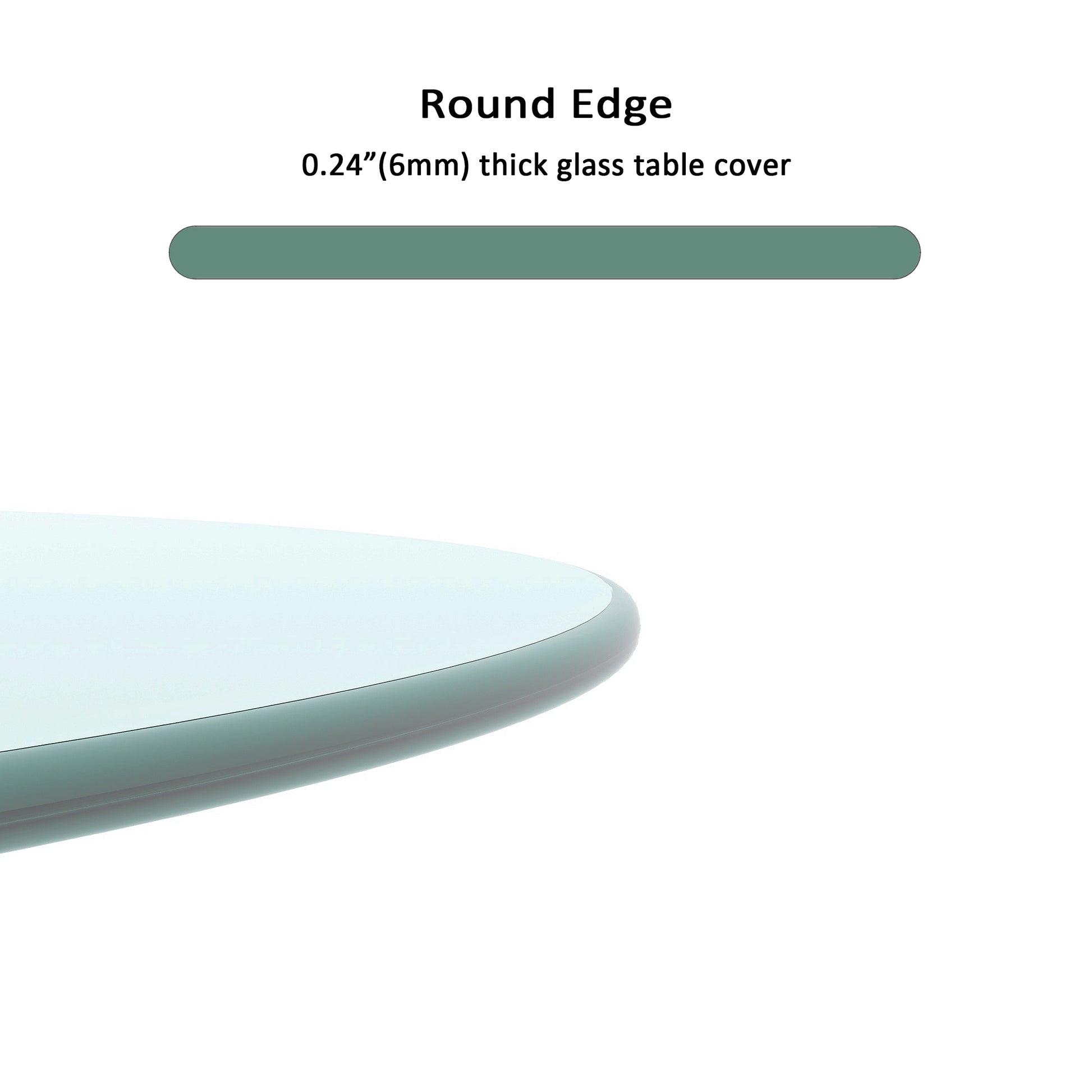 24" Inch Round Tempered Glass Table Top Clear Glass 1 4" Inch Thick Round Polished Edge Transparent Glass
