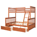 Twin Over Full Bunk Bed With Ladders And Two Storage Drawers Walnut Old Sku:Lt000165Aad Twin Walnut Solid Wood