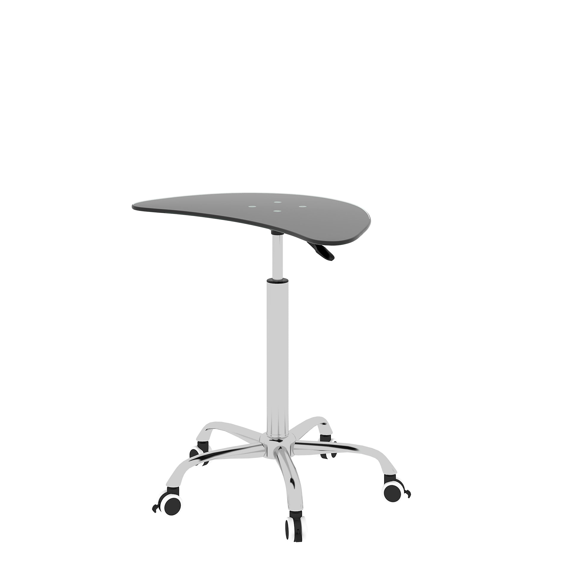 Adjustable Height Black Tempered Glass Table Desk Table With Lockable Wheels Adjustable Range 24.2 " 32.7 " Transparent Glass