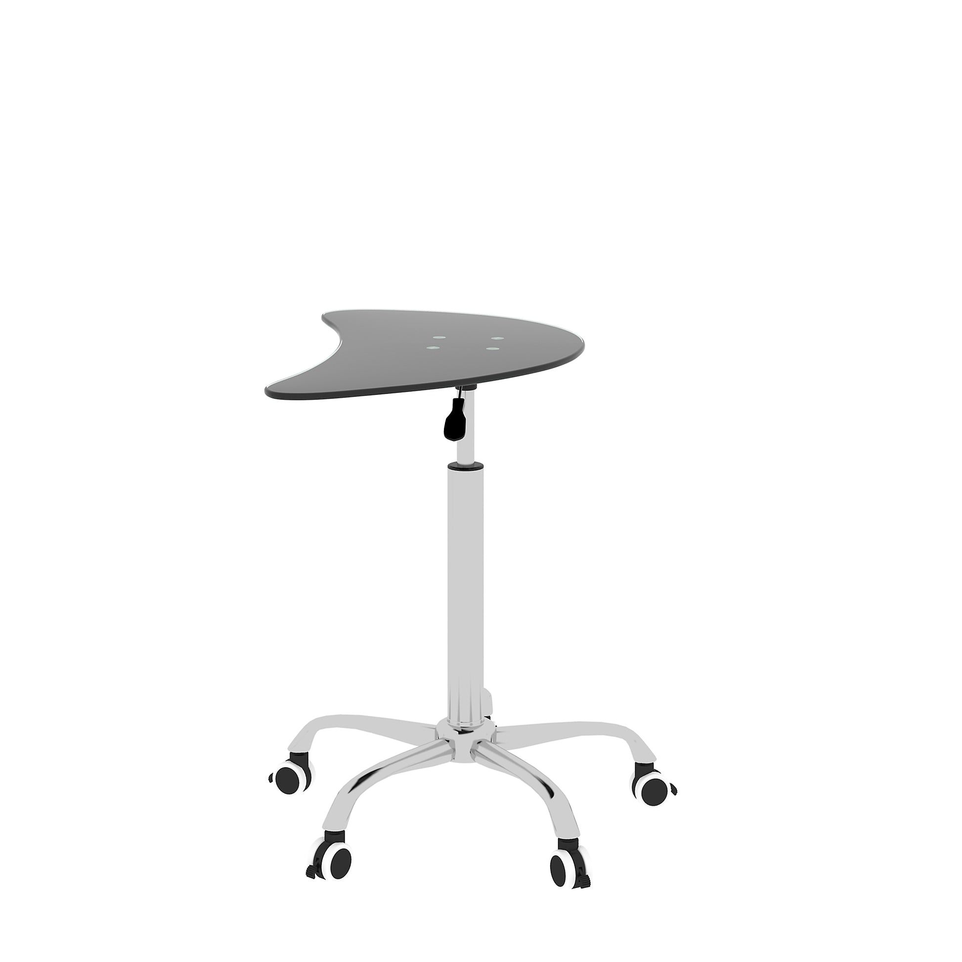 Adjustable Height Black Tempered Glass Table Desk Table With Lockable Wheels Adjustable Range 24.2 " 32.7 " Transparent Glass