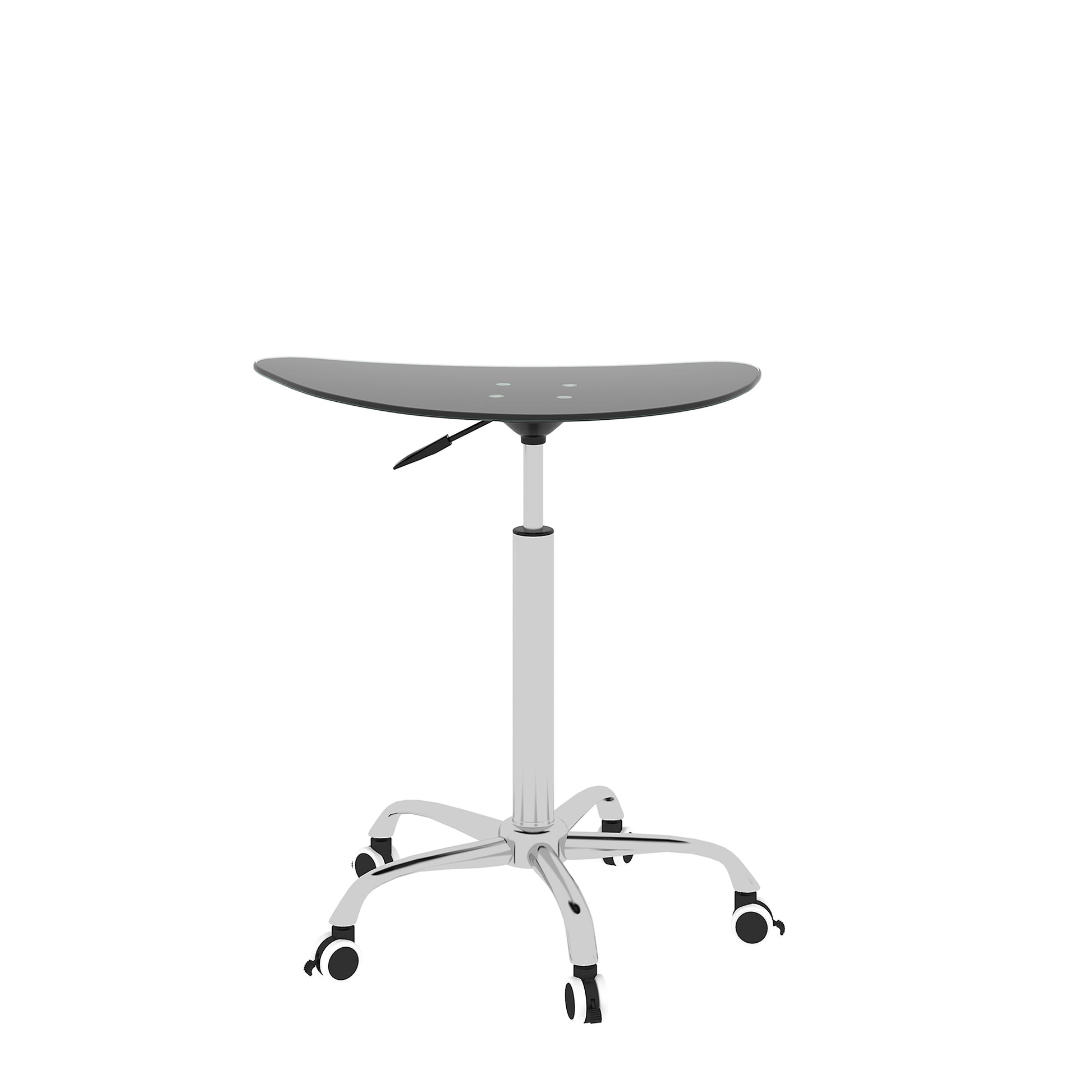 Adjustable Height Black Tempered Glass Table Desk Table With Lockable Wheels Adjustable Range 24.2 " 32.7 " Transparent Glass