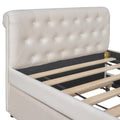 Twin Size Upholstered Daybed With Trundle, Wood Slat Support, Beige Old Sku :Lp000116Aaa Beige Upholstered