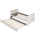 Twin Size Upholstered Daybed With Trundle, Wood Slat Support, Beige Old Sku :Lp000116Aaa Beige Upholstered