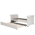 Twin Size Upholstered Daybed With Trundle, Wood Slat Support, Beige Old Sku :Lp000116Aaa Beige Upholstered