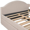 Full Size Upholstered Daybed With Twin Size Trundle, Wood Slat Support, Beige Old Sku :Lp000118Aaa Beige Upholstered