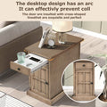 Classic Vintage Livingroom End Table Side Table With Usb Ports And One Multifunctional Drawer With Cup Holders, Antique Brown Antique Brown Solid Wood