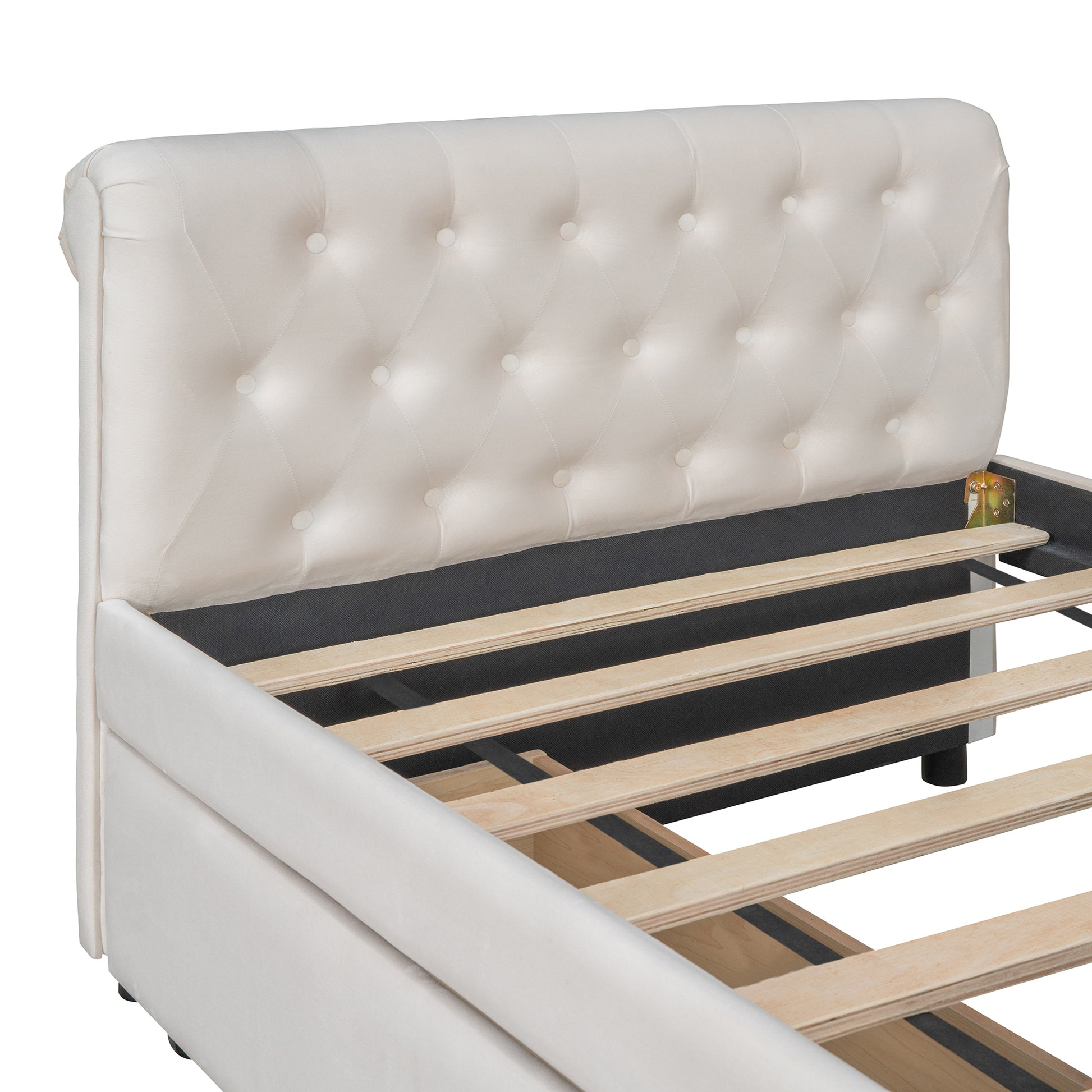 Twin Size Upholstered Daybed With Drawers, Wood Slat Support, Beige Old Sku :Lp000117Aaa Twin Beige Upholstered