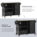 Kitchen Island Cart With Storage Cabinet And Two Locking Wheels,Solid Wood Desktop,Microwave Cabinet,Floor Standing Buffet Server Sideboard For Kitchen Room,Dining Room, Bathroom Black Black Mdf