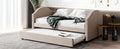 Full Size Upholstered Daybed With Twin Size Trundle, Wood Slat Support, Beige Old Sku :Lp000118Aaa Beige Upholstered