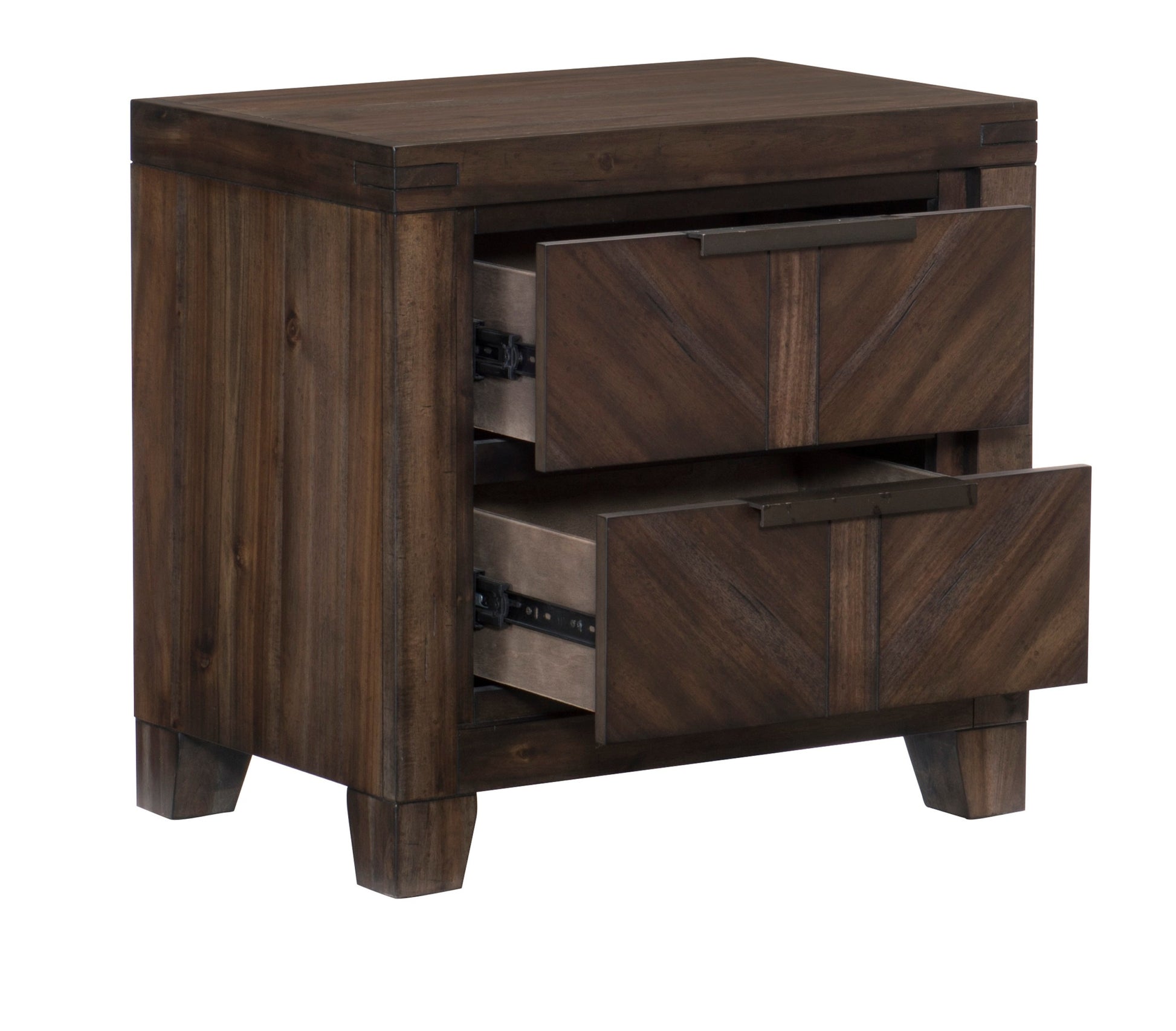 Modern Rustic Design 1Pc Wooden Nightstand Of Drawers Distressed Espresso Finish Plank Style Detailing Bedroom Furniture Brown Mix 2 Drawers Bedroom Modern,Rustic Wood