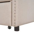 Full Size Upholstered Daybed With Twin Size Trundle, Wood Slat Support, Beige Old Sku :Lp000118Aaa Beige Upholstered