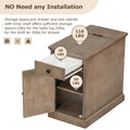 Classic Vintage Livingroom End Table Side Table With Usb Ports And One Multifunctional Drawer With Cup Holders, Antique Brown Antique Brown Solid Wood