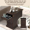 Classic Vintage Livingroom End Table Side Table With Usb Ports And One Multifunctional Drawer With Cup Holders, Antique Espresso Antique Espresso Solid Wood