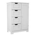 White Freestanding Floor Storage Cabinet With Adjustable Shelves, 4 Drawers And 1 Door White Mdf