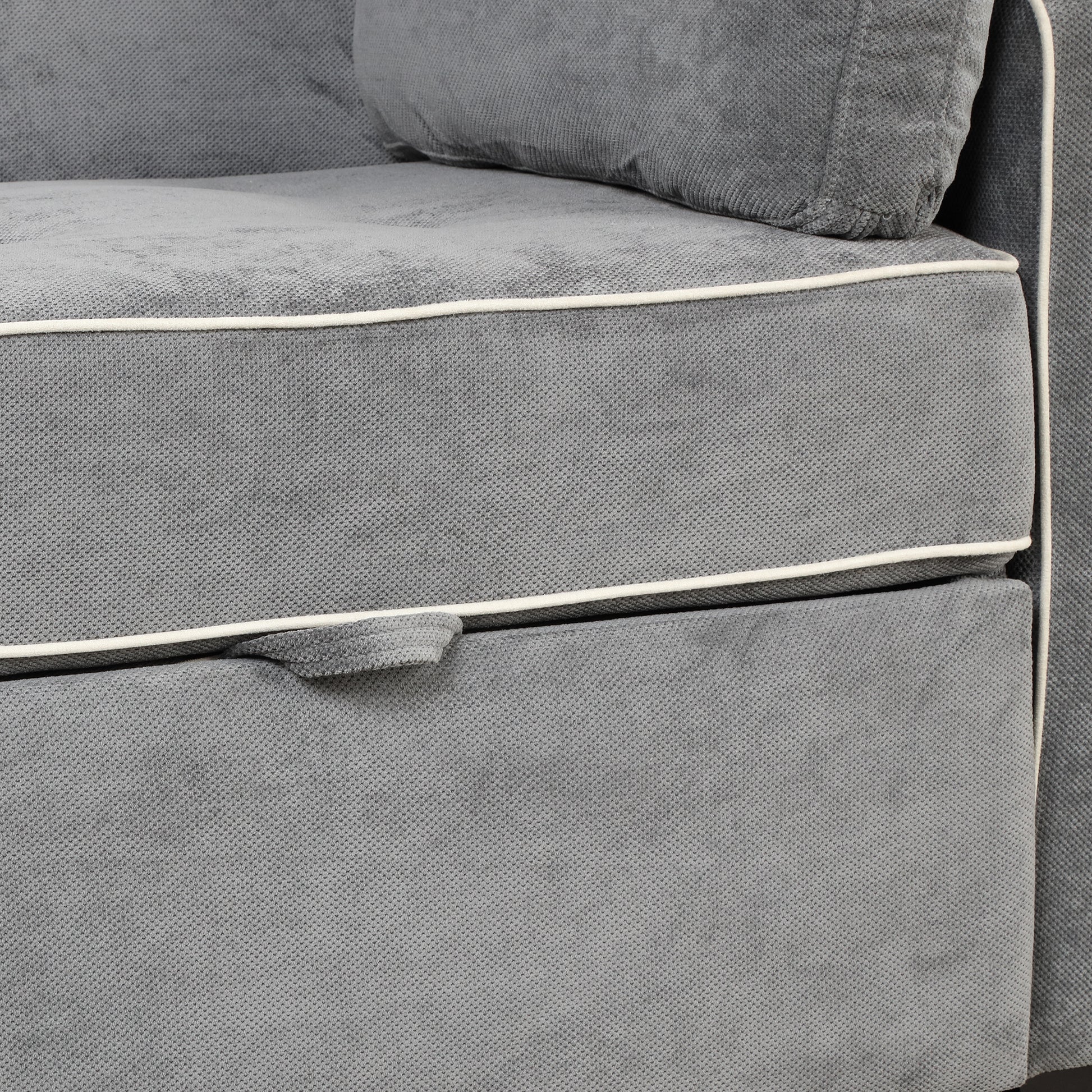 66.5" Linen Upholstered Sleeper Bed, Pull Out Sofa Bed Couch Attached Two Throw Pillows, Dual Usb Charging Port And Adjustable Backrest For Living Room Space, Charcoal Gray Charcoal Grey Foam Linen 2 Seat