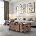 Antique Reclaimed Wood Gray Trunk Table And Side Table S 3 With Large Storage Dress Up Your Liviing Room Antique Gray Solid Wood