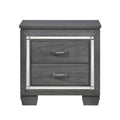 Glamourous Style 1Pc Nightstand Of 2X Drawers Led Lighting Faux Crystals Bar Pulls Gray Finish Modern Bedroom Furniture Gray 2 Drawers Bedroom Glam,Modern Wood