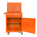 Detachable 5 Drawer Tool Chest With Bottom Cabinet And One Adjustable Shelf Orange Orange Metal