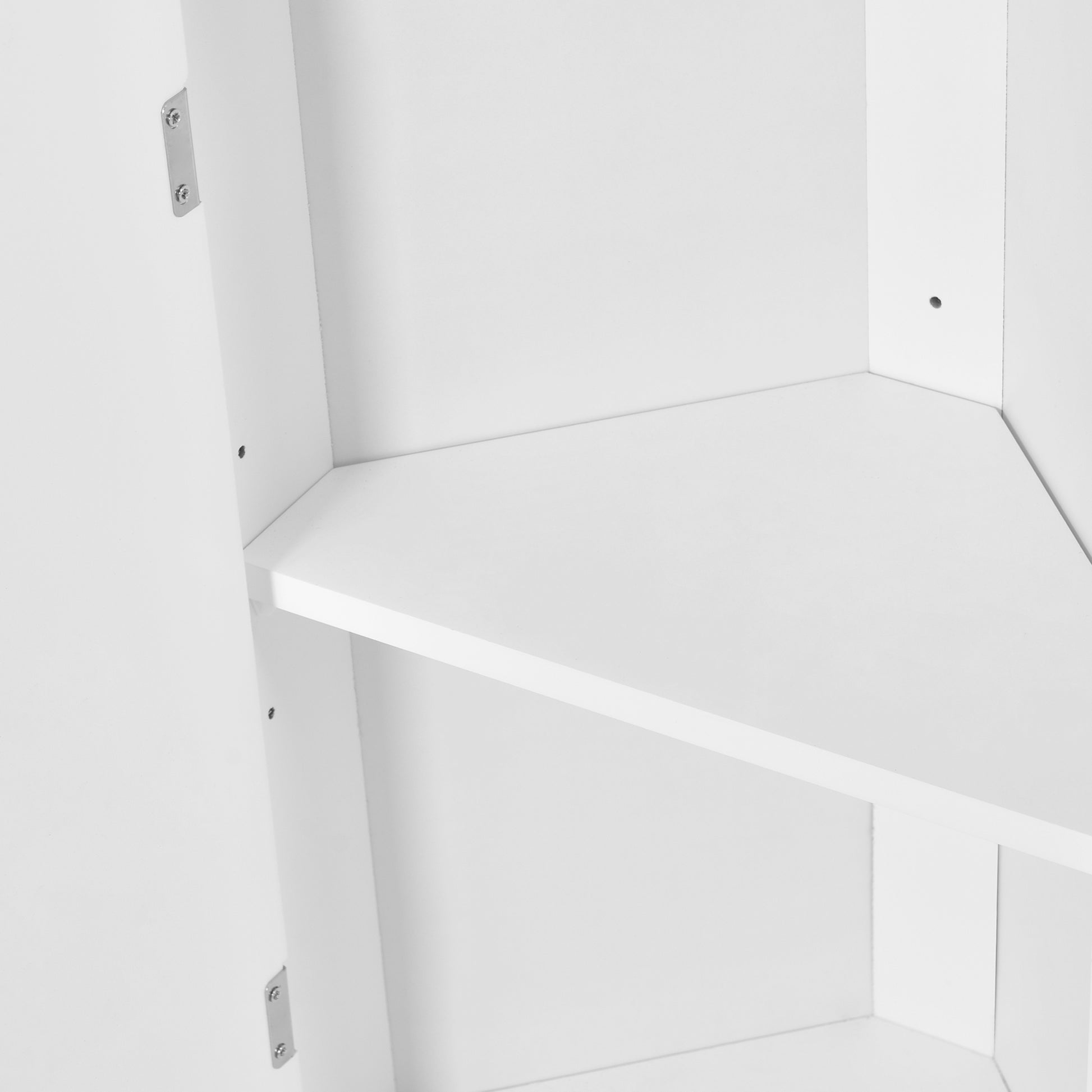 Multi Functional Corner Cabinet Tall Bathroom Storage Cabinet With Two Doors And Adjustable Shelves, Open Shelf, White Old Sku:Wf294602Aak White Mdf