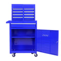 Detachable 5 Drawer Tool Chest With Bottom Cabinet And One Adjustable Shelf Blue Blue Metal