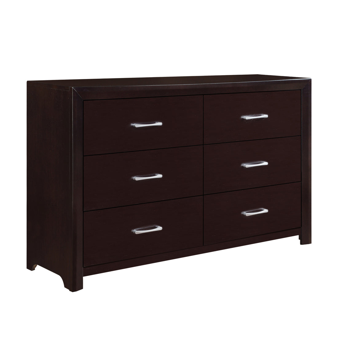 Espresso Finish 1Pc Dresser Of 6X Drawers Silver Tone Bar Pulls Contemporary Design Bedroom Furniture Espresso 5 Drawers & Above Bedroom Contemporary Wood