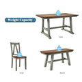 6 Piece Wood Dining Table Set Kitchen Table Set With Long Bench And 4 Dining Chairs, Farmhouse Style, Walnut Gray Gray Wood Dining Room Bench Seating Rubberwood Rectangular Dining Table With Chair And Bench Wood Wood Gray Solid Back Seats 6 60 Inches