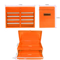 Detachable 5 Drawer Tool Chest With Bottom Cabinet And One Adjustable Shelf Orange Orange Metal