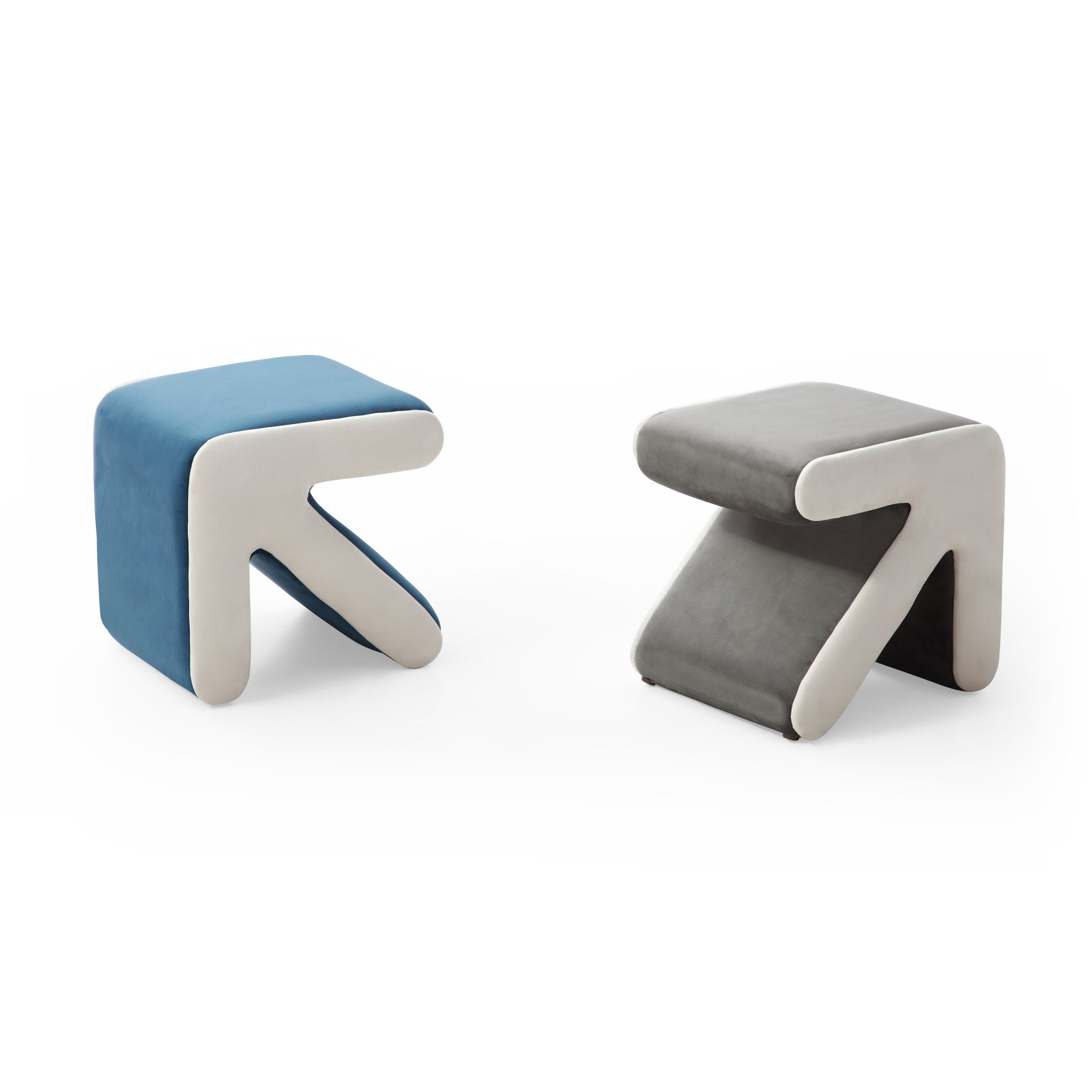 Modern Creative Upholstered Velvet Sofa Stool Kids Stool Shoe Bench Footrest Footstool Multifaceted Stool Ottoman Coffee Table Arrow Design Handicraft Decoration For Living Room Bedroom,Blue Beige Blue Velvet