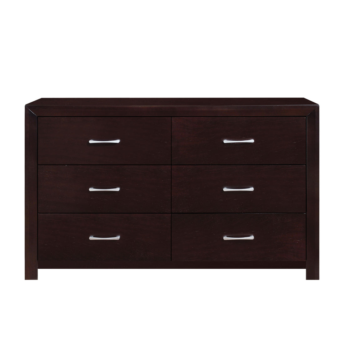 Espresso Finish 1Pc Dresser Of 6X Drawers Silver Tone Bar Pulls Contemporary Design Bedroom Furniture Espresso 5 Drawers & Above Bedroom Contemporary Wood