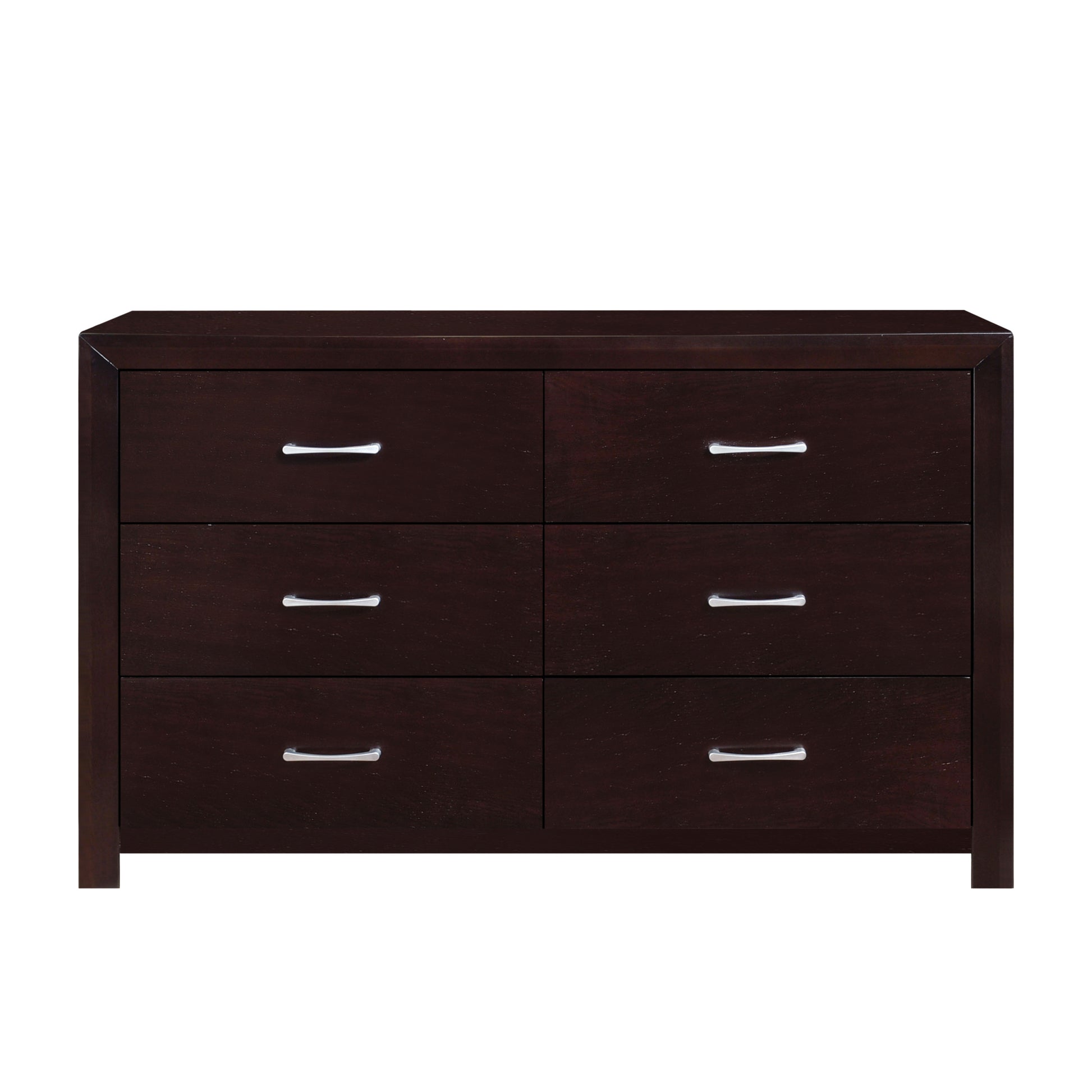 Espresso Finish 1Pc Dresser Of 6X Drawers Silver Tone Bar Pulls Contemporary Design Bedroom Furniture Espresso 5 Drawers & Above Bedroom Contemporary Wood