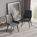 Modern Dining Chair Living Room Black Metal Leg Dining Chair Grey 4Pcs Ctn Black Gray Cotton Pu