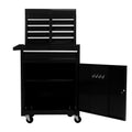 Detachable 5 Drawer Tool Chest With Bottom Cabinet And One Adjustable Shelf Black Black Metal