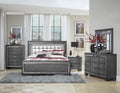 Modern Glam Bedroom Furniture 1Pc Dresser Of 9 Drawers Gray Finish Beveled Mirror Trim Faux Crystal Drawers Pulls Gray Bedroom Contemporary,Glam,Modern Wood