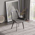 Modern Dining Chair Living Room Black Metal Leg Dining Chair Grey 4Pcs Ctn Black Gray Cotton Pu