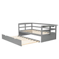 Twin Size Daybed With Trundle And Foldable Shelves On Both Sides,Gray Gray Pine