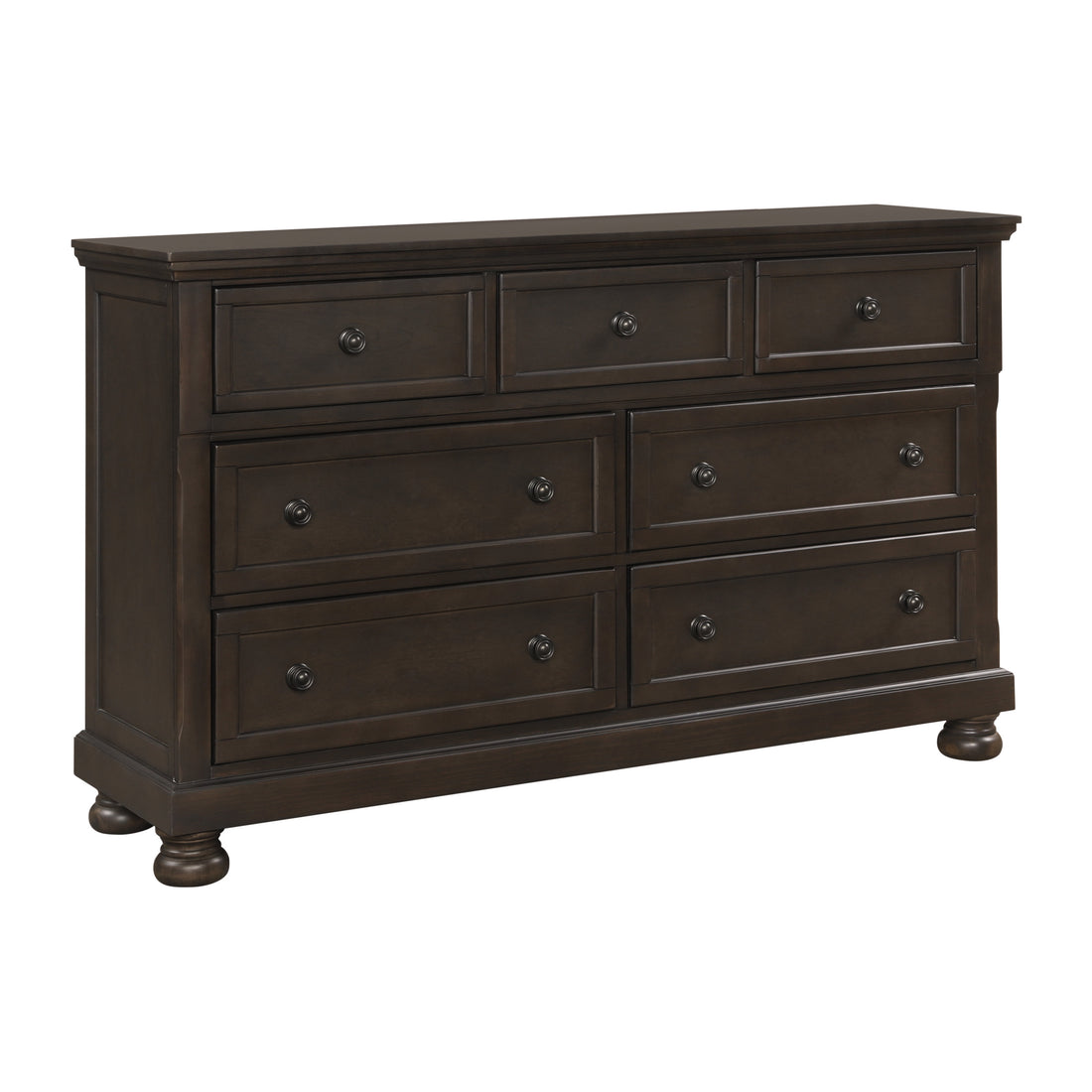 Traditional Design Bedroom Furniture 1Pc Dresser Of 7X Drawers Grayish Brown Finish Wooden Furniture Brown Mix Drawer 5 Drawers & Above Bedroom Traditional,Transitional Wood