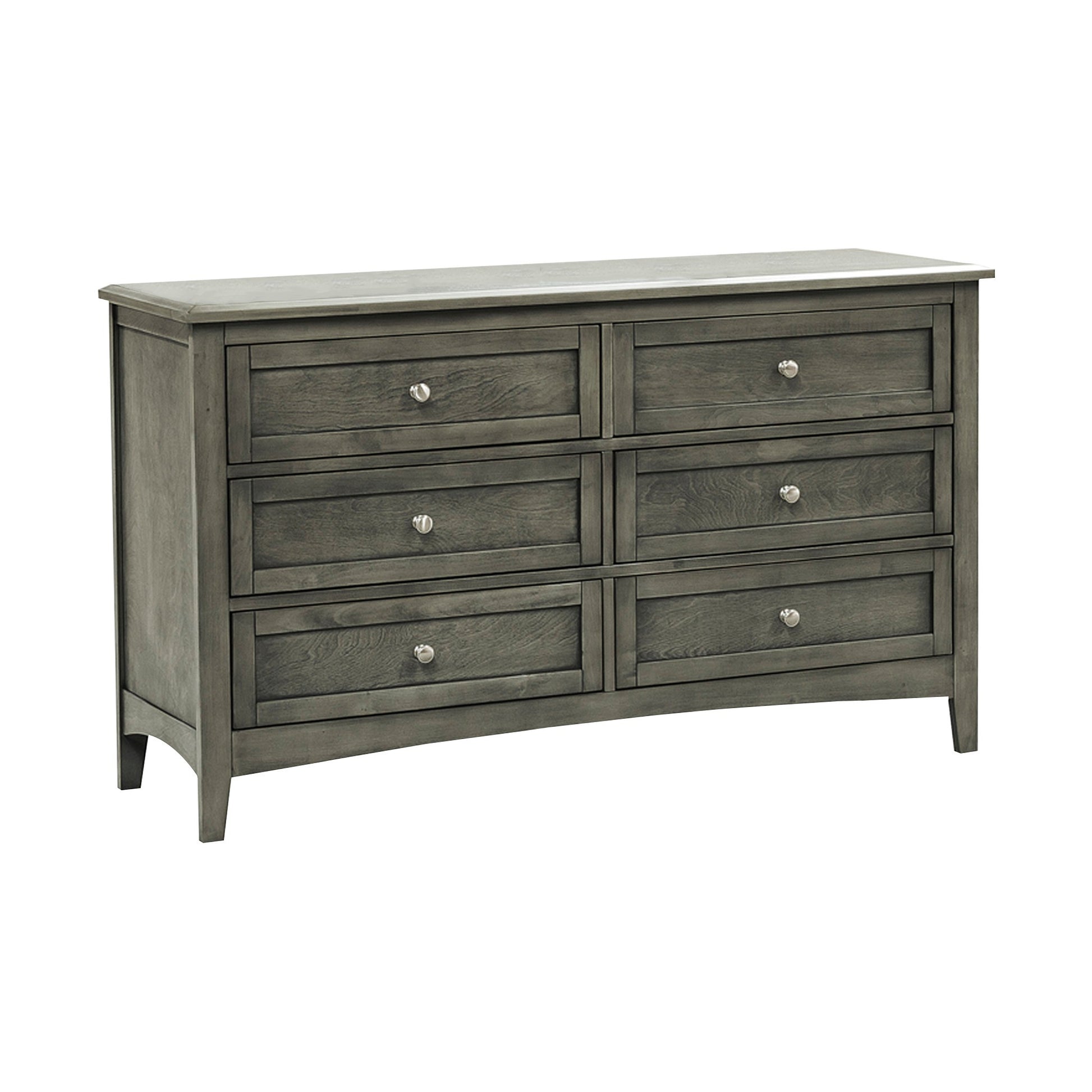 Cool Gray Finish Transitional Style 1Pc Dresser Of 6X Drawers Birch Veneer Wooden Furniture Stylish Bedroom Gray 5 Drawers & Above Bedroom Transitional Wood