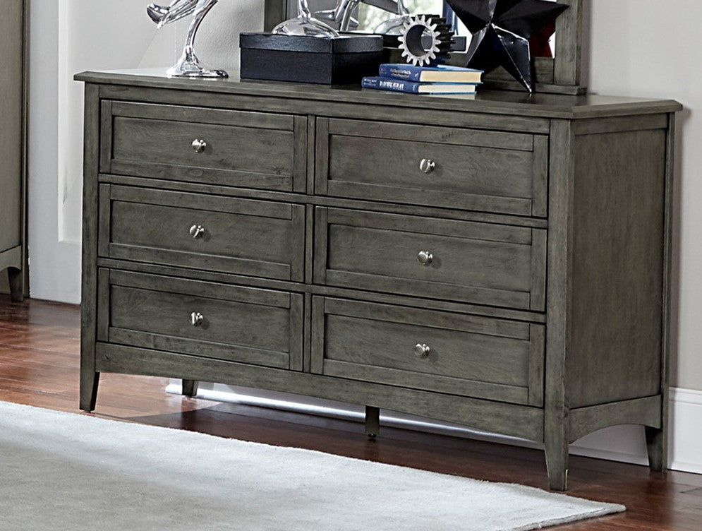 Cool Gray Finish Transitional Style 1Pc Dresser Of 6X Drawers Birch Veneer Wooden Furniture Stylish Bedroom Gray 5 Drawers & Above Bedroom Transitional Wood