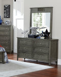 Cool Gray Finish Transitional Style 1Pc Dresser Of 6X Drawers Birch Veneer Wooden Furniture Stylish Bedroom Gray 5 Drawers & Above Bedroom Transitional Wood